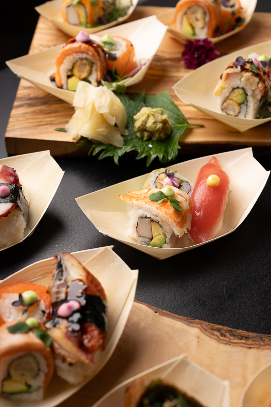 Sushi Catering Auswahl Hamburg – frische Nigiri und Inside-Out Rolls